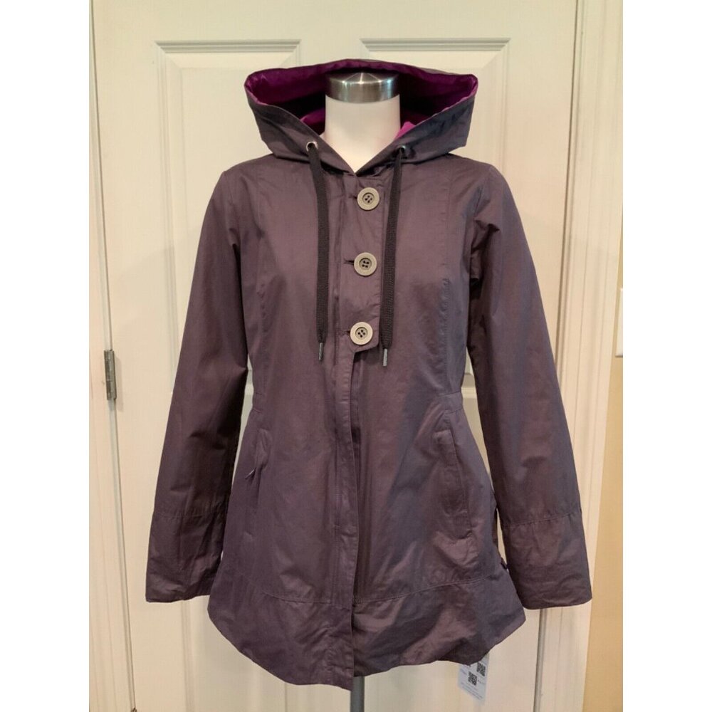 Prana Purple Hooded Zip-Up Windbreaker, Size Small